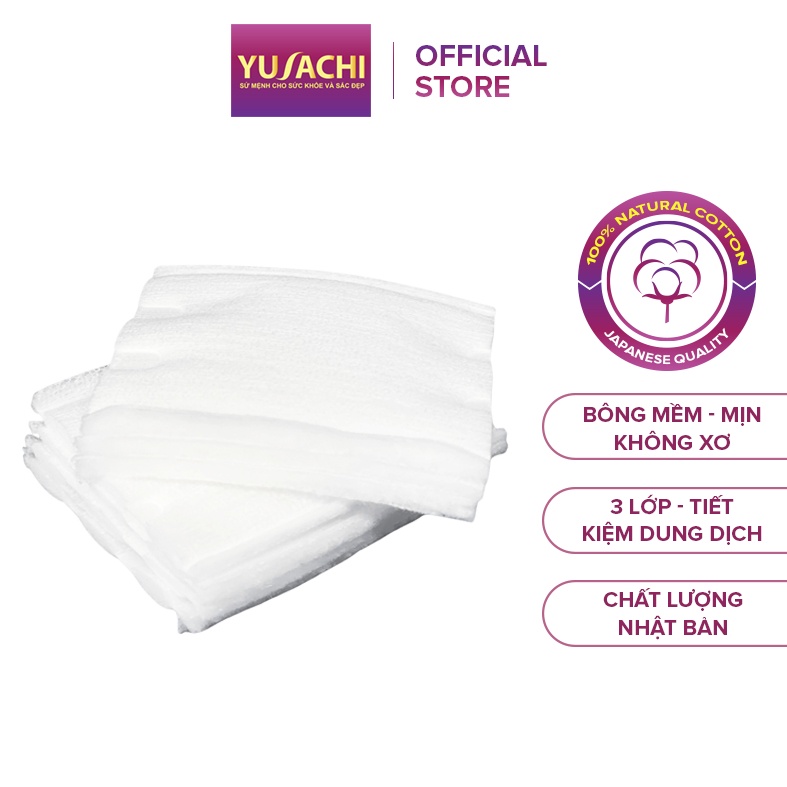 Bông tẩy trang cao cấp Yusachi Suzuran 200 miếng 100% Cotton