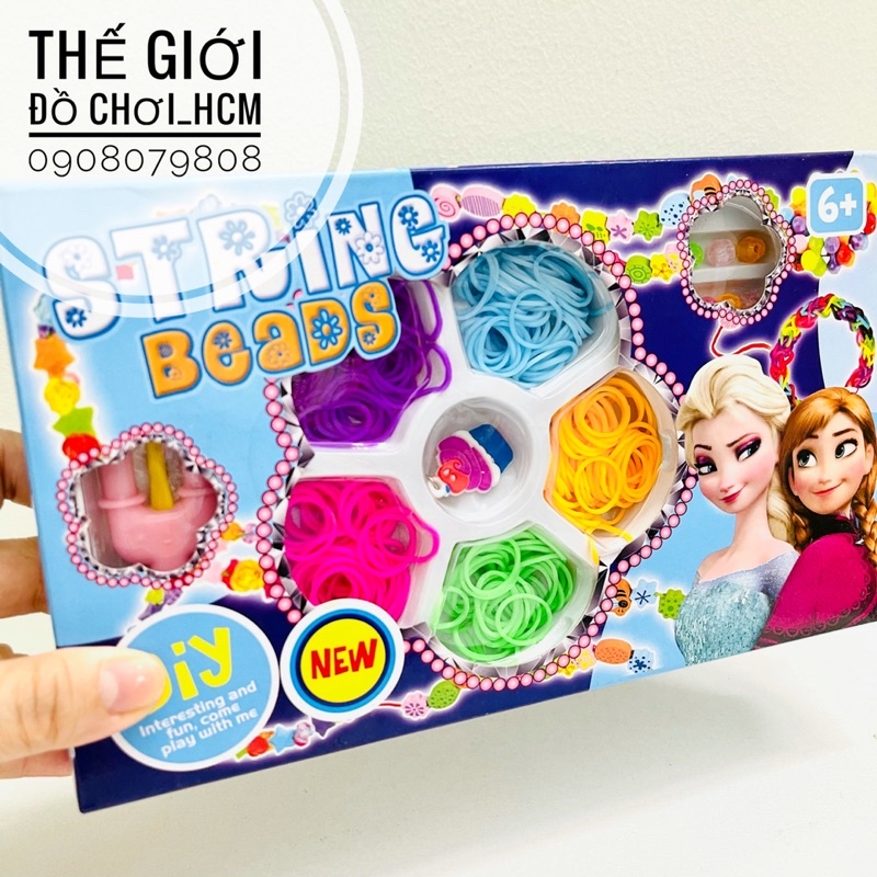 [DỄ THƯƠNG - CLIP THẬT] Đồ chơi trẻ em hộp xâu hạt, xâu vòng chuỗi thun đeo tay dành cho bé thích vòng xâu hạt cườm