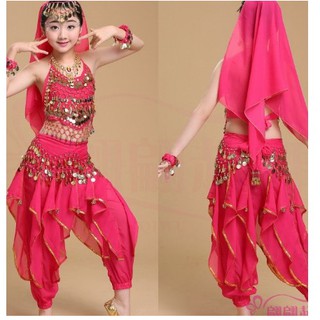 Trang phục múa Ấn độ trẻ em (Quần khế - Áo yếm), tông màu sáng.