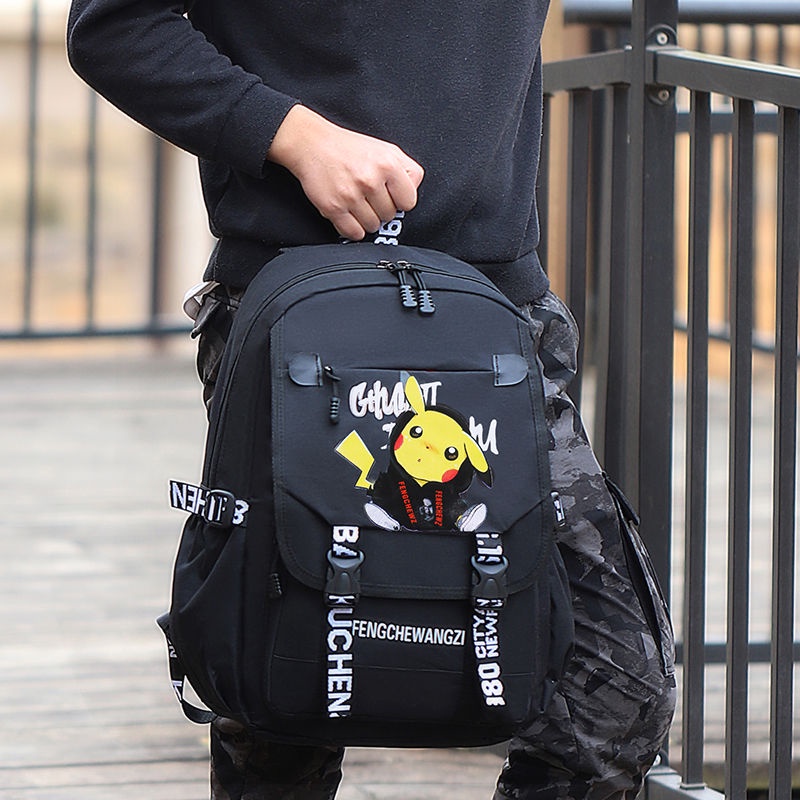 Ba Lô Đi Học/Du Lịch In Hình Pikachu Đáng Yêu Có Sức Chứa Lớn Cho Bé Lớp 1st-6