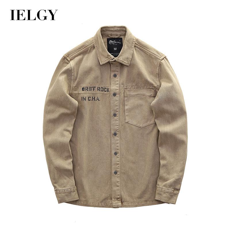 Áo khoác IELGY vải denim dáng rộng phối nút cài đơn giản dễ phối đồ thời trang cho nam