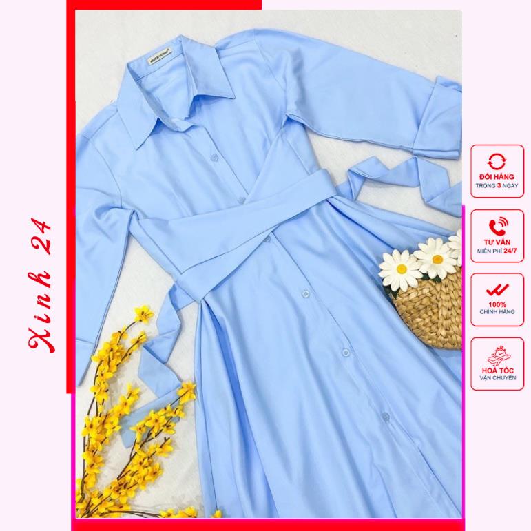 Đầm Váy Xanh Cột Chéo Eo (kèm hình thật) | BigBuy360 - bigbuy360.vn