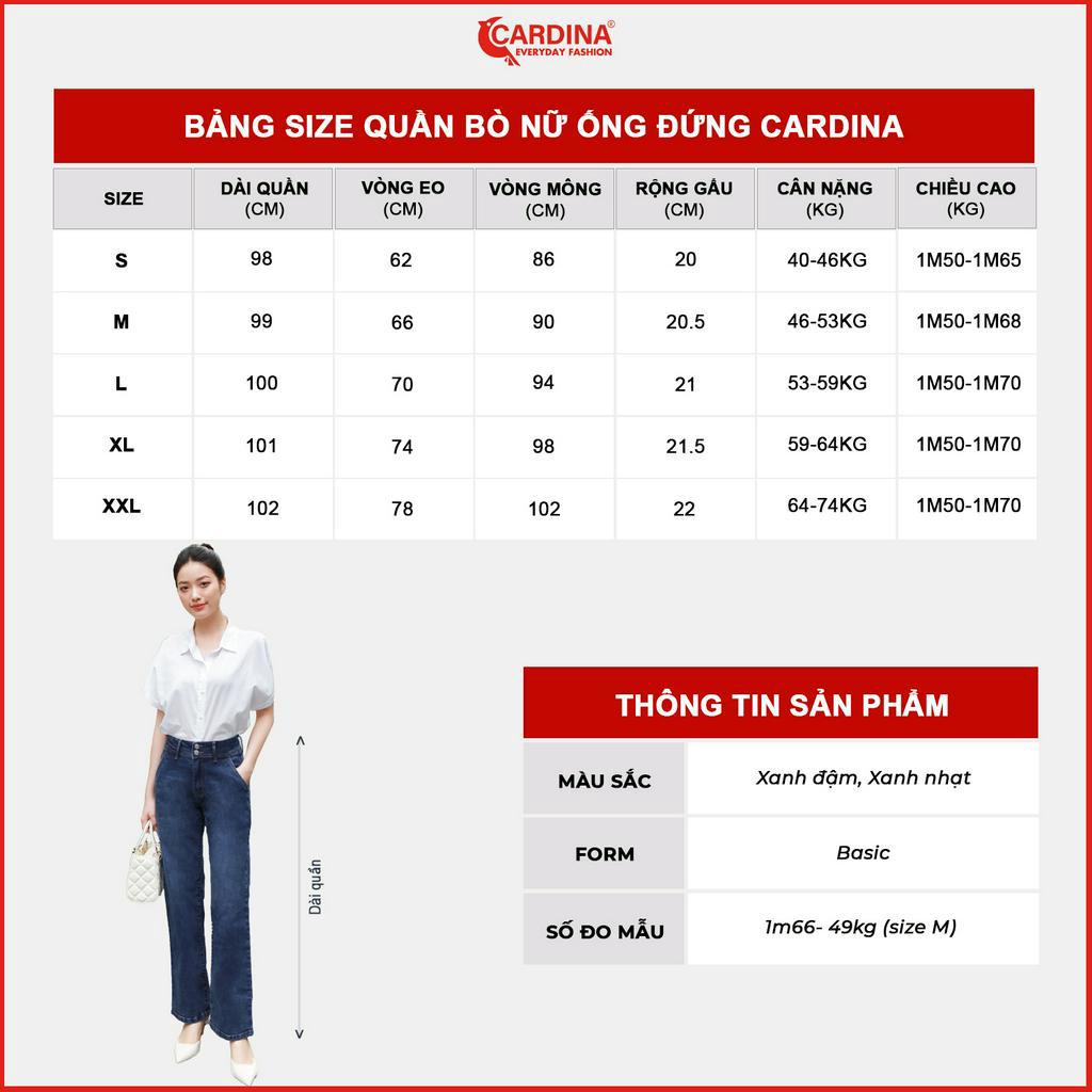 Quần jeans nữ CARDINA cao cấp dáng ống đứng có khuy khỏe khoắn trẻ trung 3QF10