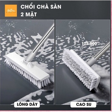 Chổi Cọ Sàn Nhà Vệ Sinh Chà Sàn Gạt Nước Thông Minh 2 Mặt 2in1 Cán Dài GD14