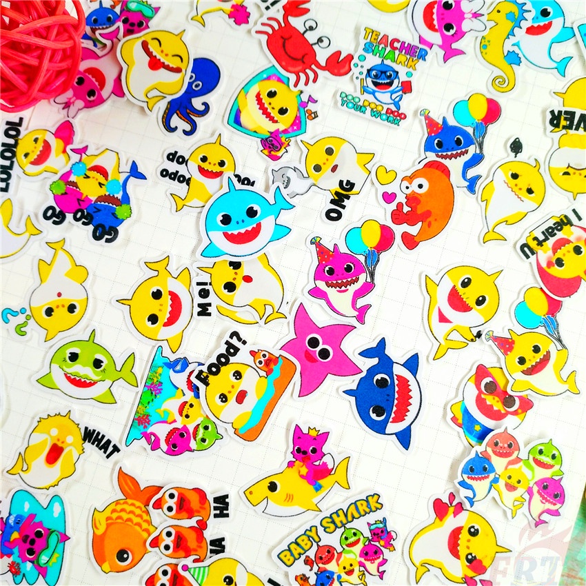 ★★★ Baby Shark doo doo doo Q-2 Mini Diary Manual Stickers ★★★ 60Pcs/Set DIY Fashion Scrapbooks Album Decor Decals Stickers（Size: 2~3cm）