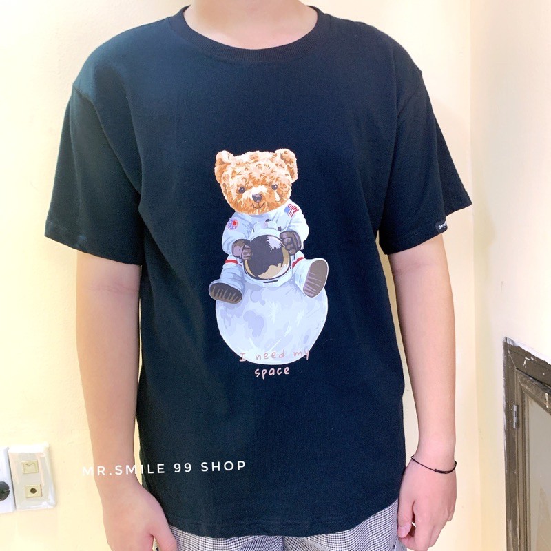 [HÌNH THẬT] Áo Thun Unisex Nam Nữ Tay Lỡ From Rộng Gấu CUTE Mr Smile 99