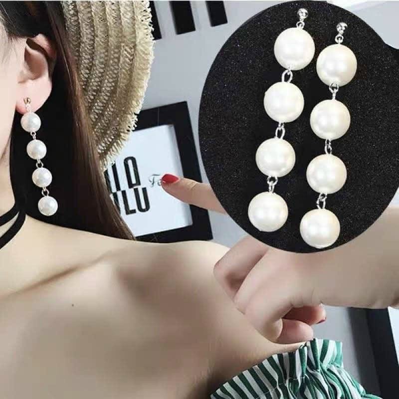 Khuyên tai mạ bạc hoa hồng hạt châu đẹp nhẹ nhàng