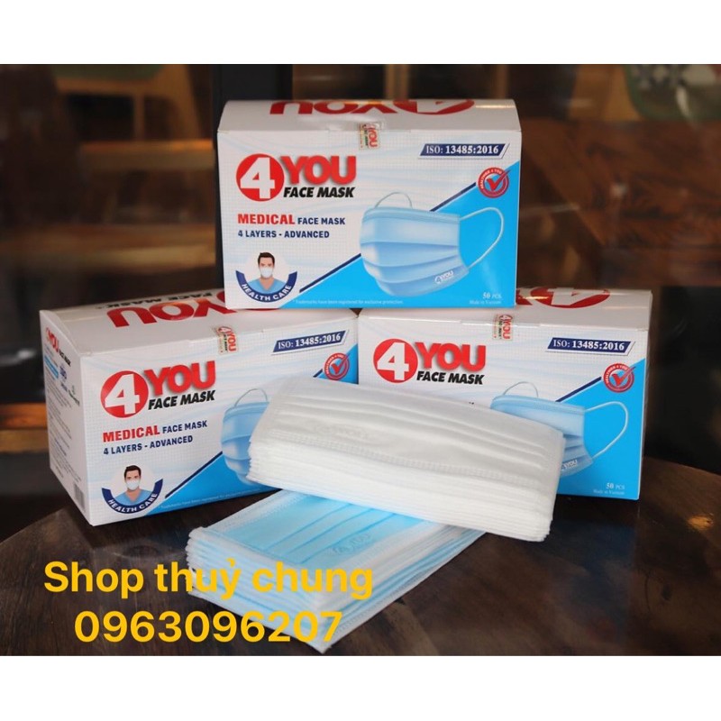 Khẩu Trang Y Te 4lop 4you Mask Đạt Chuẩn Cty Có Đủ Giấy Tờ Hộp 50 Cái