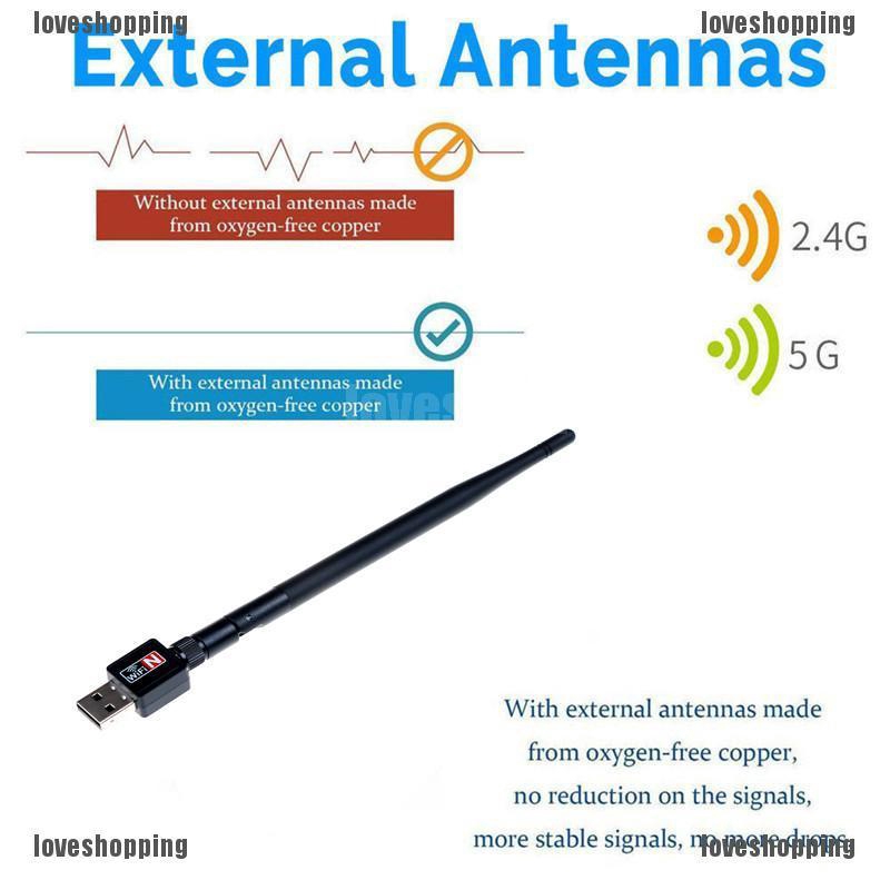 LOVE Bộ Ăng Ten Thu Sóng Wifi Băng Tần Kép 2.4 / 5Ghz 600Mbps Có Đầu Cắm Usb | BigBuy360 - bigbuy360.vn