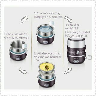Hộp Cơm Cắm Điện 3 Tầng