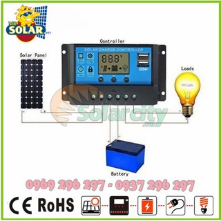 Điều khiển sạc năng lượng mặt trời màn hình lcd 20a