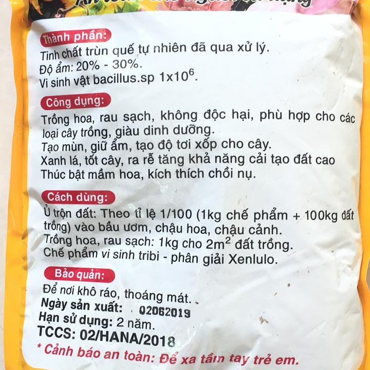 Gói 2kg phân trùn quế Cánh Buồn Vàng siêu hoa và cây cảnh, giúp cây cảnh xanh lá đẹp hoa.