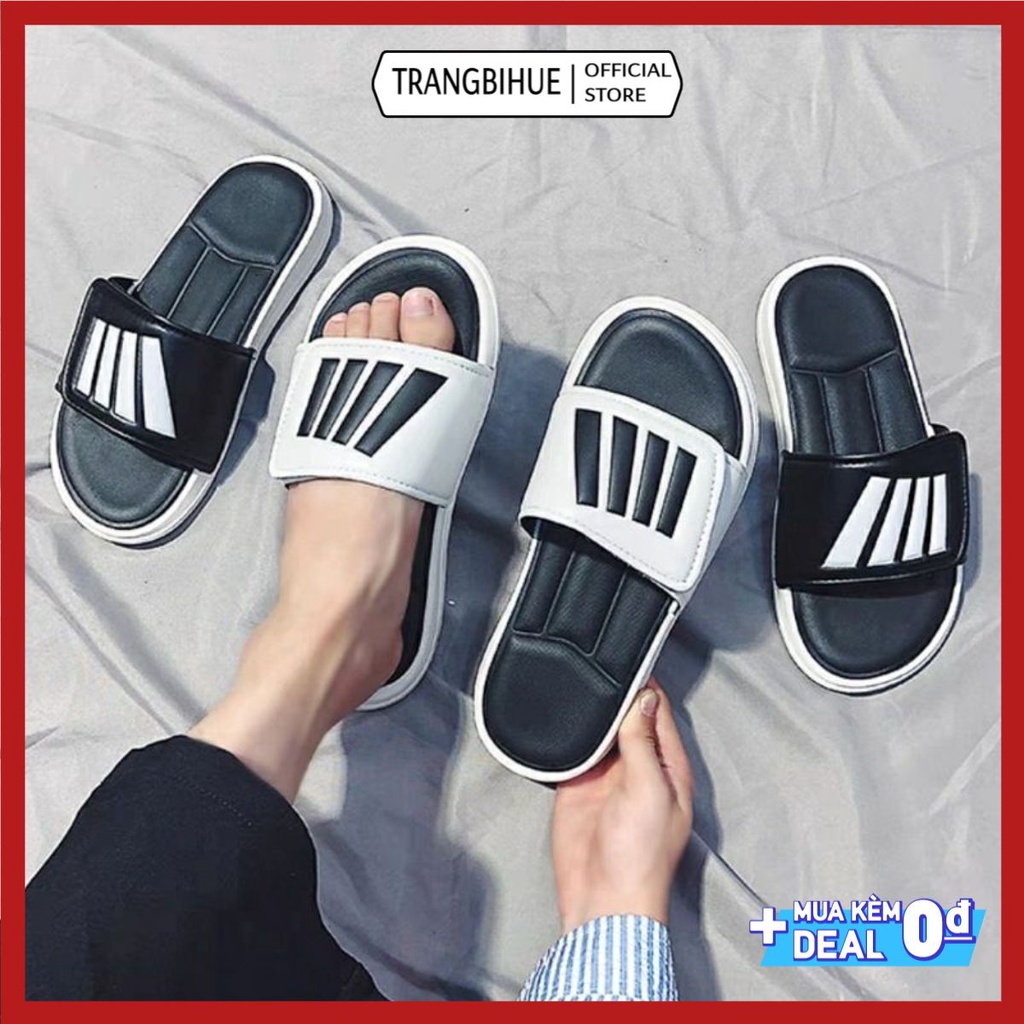 Dép nam nữ unisex, quai dán ngang nam nữ 4 sọc siêu đẹp đế siêu nhẹ và êm chân