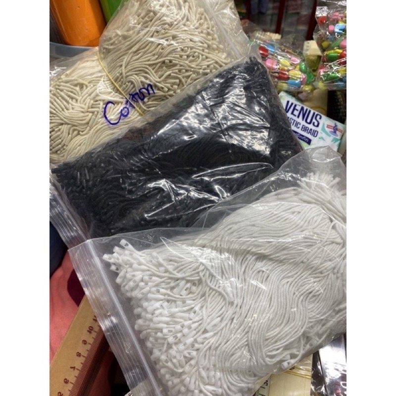 Dây tag treo nhãn mác sợi Cotton đen, trắng, kem
