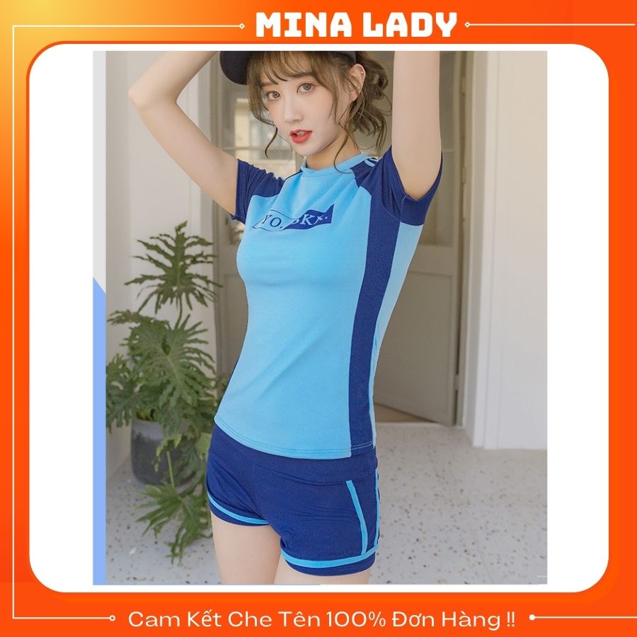 Bộ Đồ Bơi Nữ Ngắn Tay Gồm Áo Bơi Kín Đáo Và Quần Bơi Nữ Đẹp Mắt Trẻ Trung Cuốn Hút Giá Rẻ -Hàng Quảng Châu Loại 1