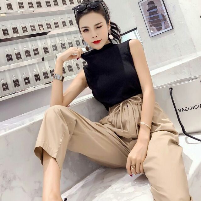 🍀SQC191192034 SET ÁO BA LỖ KÈM QUẦN BAGGY PHỐI MÀU🍀