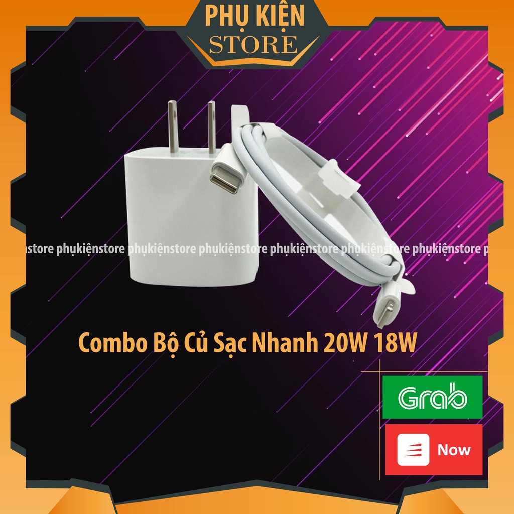 Combo Bộ Củ Sạc Nhanh 20W 18W Cho IP 12/ 12 Pro Max/ IP 11/ 11 Pro Max/ X/ XS Max/ 8/ 8 Plus