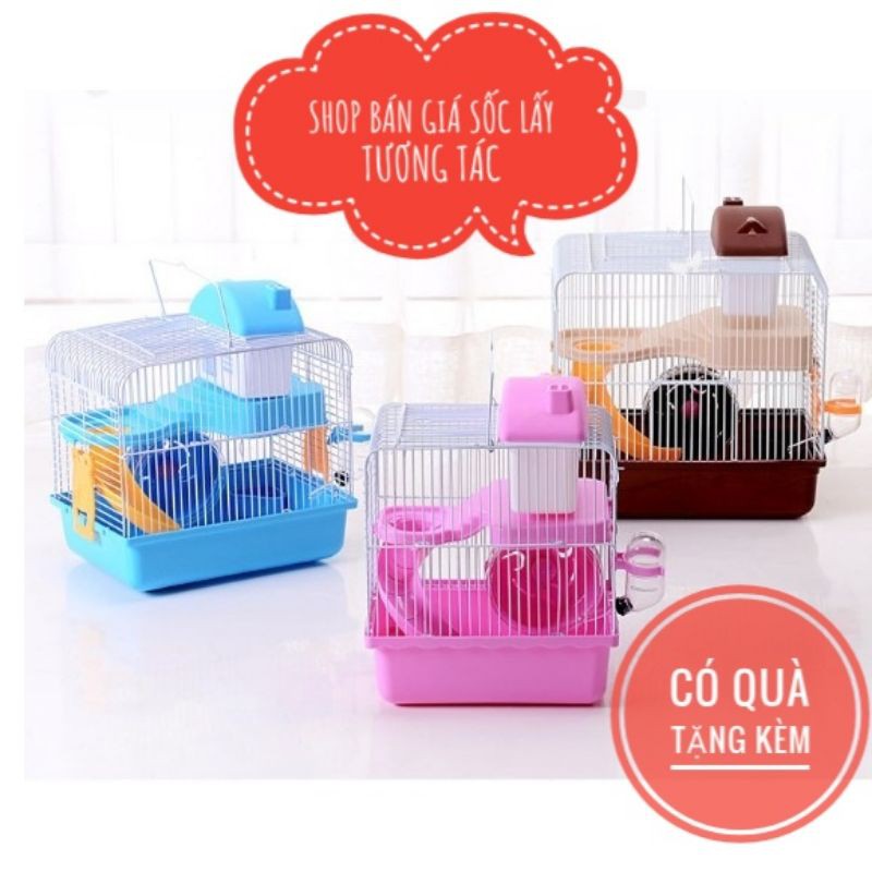 (FREE SHIP) Lồng chuột hamster 2 tầng (full phụ kiện như hình)