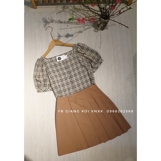 Sơ mi kẻ cổ vuông Giangkoivnxk