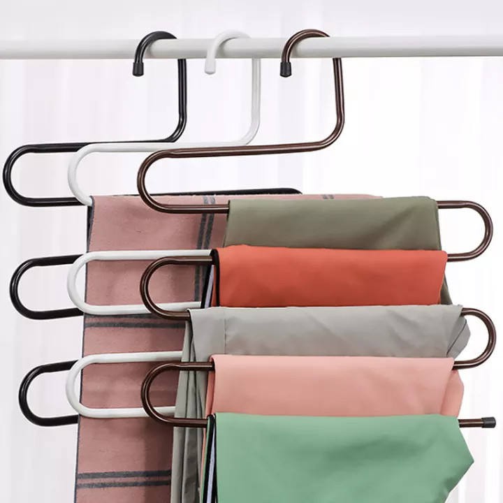 Móc Treo Quần Áo Đa Năng 5 Tầng Kim Loại Sơn Tĩnh Điện