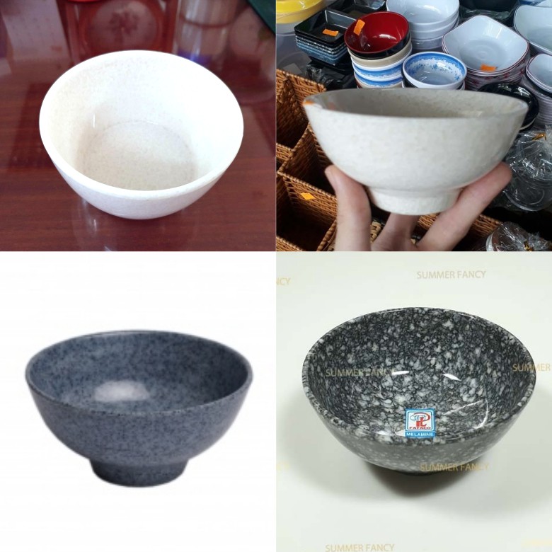 Chén cơm 11.4 x 5.5 cm nhựa melamine phíp màu vân đá trắng, đá đen, đá xanh  - small bowl F-CO11