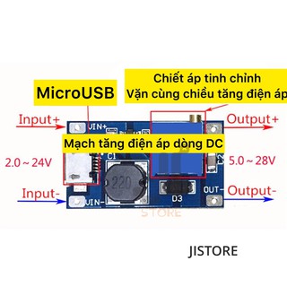 MT3608 Mạch Tăng Điện Áp từ 2-24VDC sang 2-28VDC mini ngõ ra tải 2A