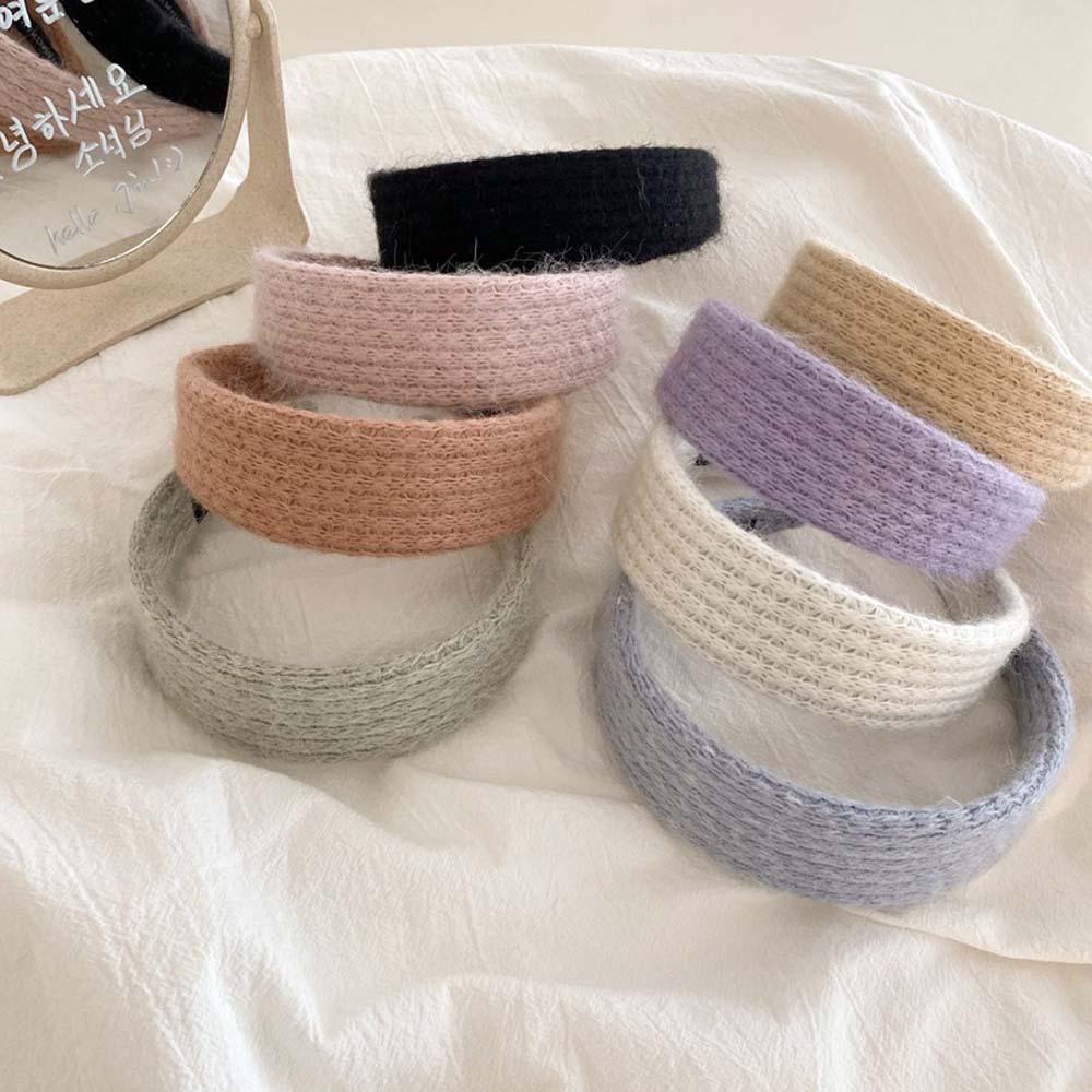 MXGOODS Băng Đô Len Màu Sắc Đơn Giản Phong Cách Retro Hàn Quốc Cho Nữ