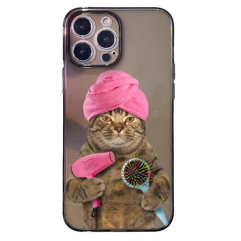 Ốp Điện Thoại Mềm Trong Suốt In Hình Mèo Và Bia Ngộ Nghĩnh Cho iPhone 13 12Promax 11 xs 8p