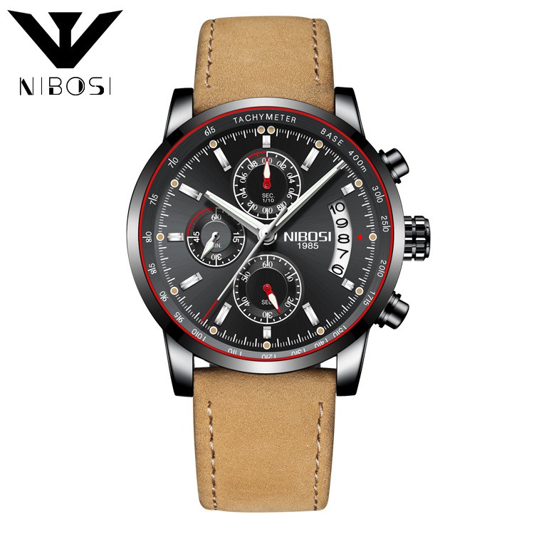 Đồng hồ nam Nibosi 2327 dây da sng trọng lich lãm