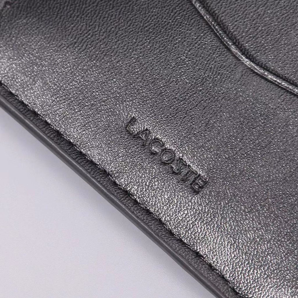 Ví Da Lacoste Dáng Ngắn Gập Đôi Thời Trang Cho Nam Nữ