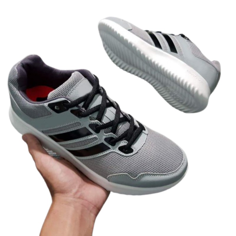 Giày thể thao sneakers đủ size cho cả nam và nữ xám sọc đen MT04