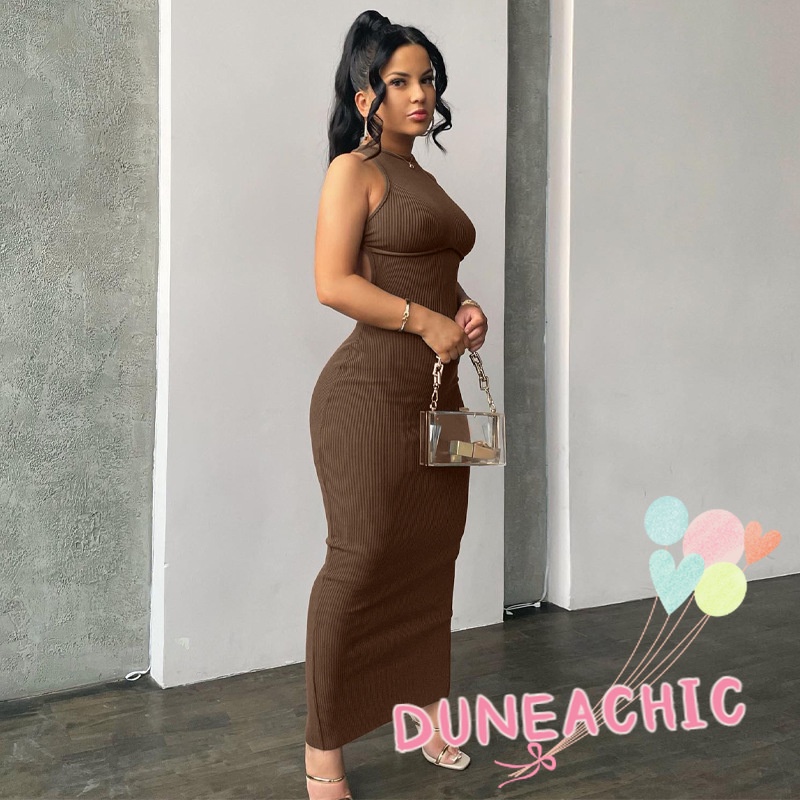 DUNEA Đầm sát nách hở lưng quyến rũ thời trang cho nữ