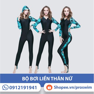Bộ Bơi Liền Thân Nữ Quần Tới Gót Sbart 1009 - Đen Xanh