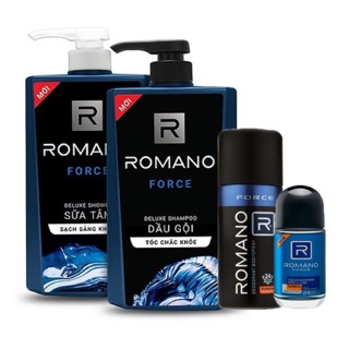 Combo Romano Force: Dầu gội 650g, sữa tắm 650g, xịt khử mùi 150ml,lăn khửi mùi 50ml