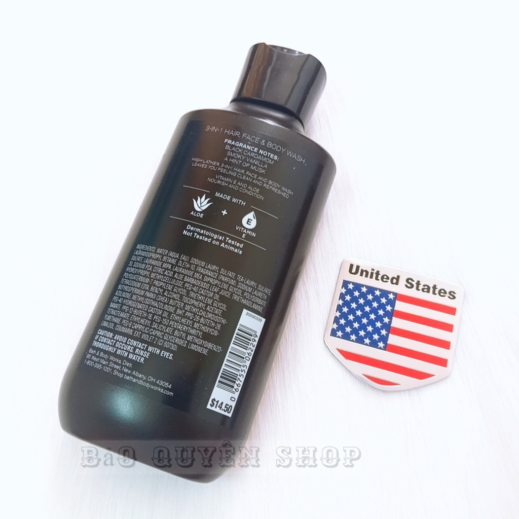 Sữa tắm nam 3in1 Bath & Body Works Noir Men’s Collection Hair, Face & Body Wash 295mL