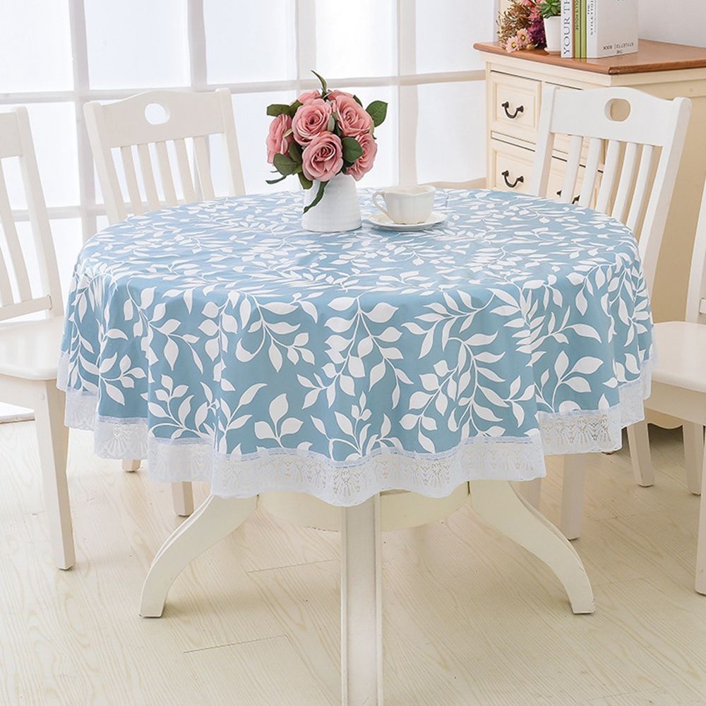 Khăn trải bàn tròn bằng nhựa PVC chống thấm nước/ dầu in họa tiết thanh lịch tùy chọn cho nhà bếp