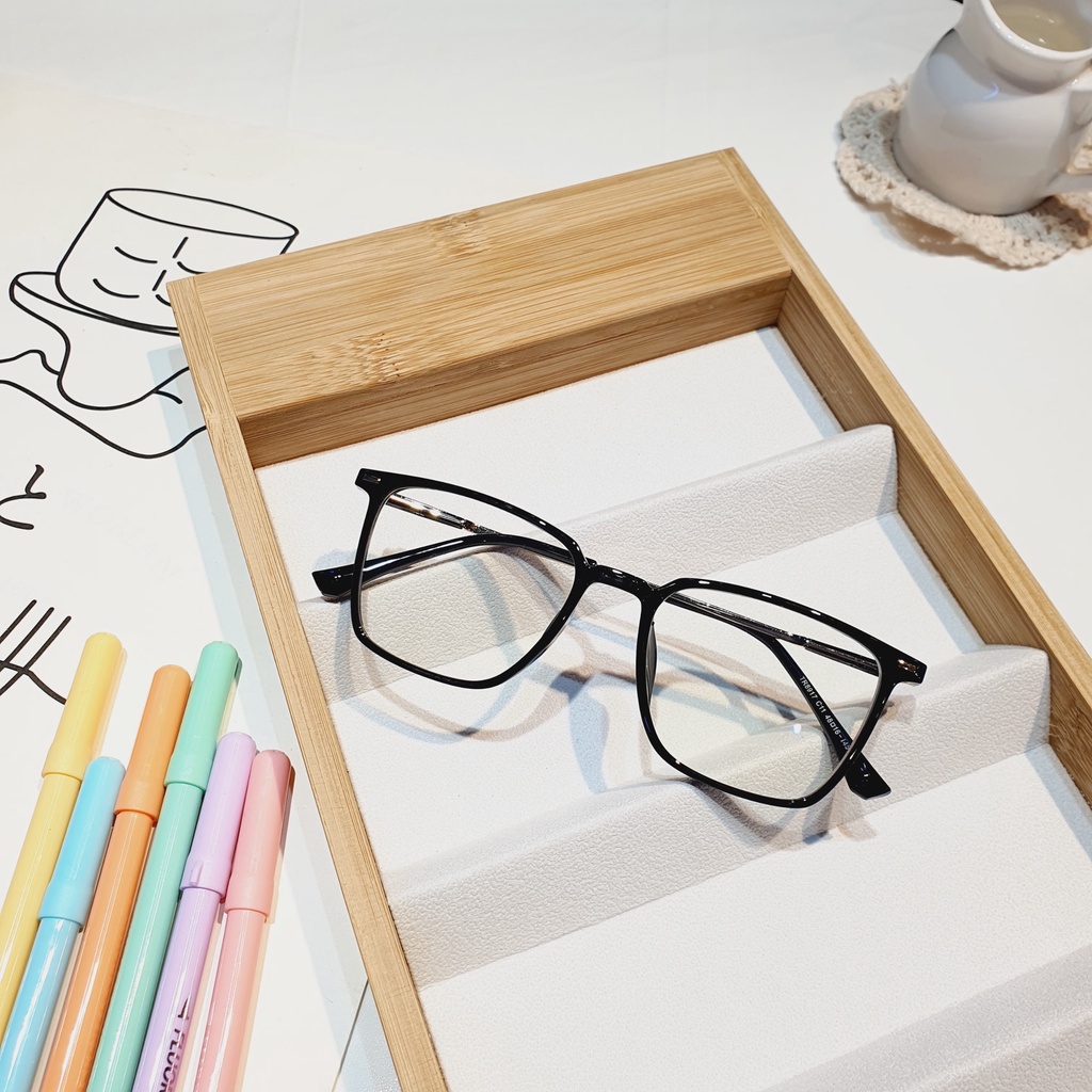 Gọng kính cận vuông sẵn tròng chống ánh sáng xanh 8L917B