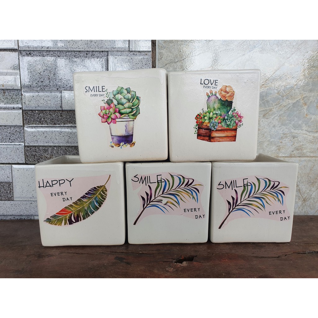 Chậu gốm sứ bát tràng 10x10cm