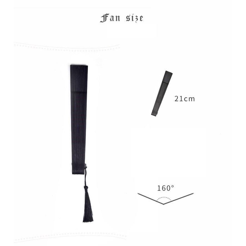 Quạt xếp cầm tay màu đen phong cách Trung Hoa cổ điển