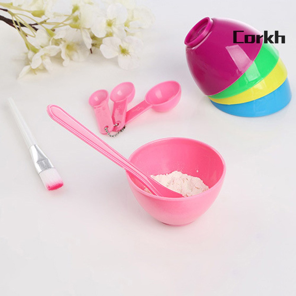 corkh 4 in 1 DIY Homemade Makeup Beauty Facial Face Mask Bowl Brush Spoon Stick Tools