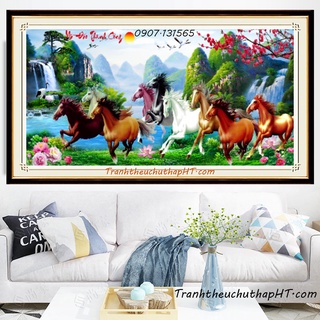 Tranh thêu ngựa mã đáo thành công KT:165x75cm,tranh chưa thêu.Tặng kéo và xỏ chỉ.