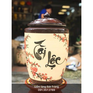 Hũ đựng gạo loại 15kg gốm sứ Bát Tràng