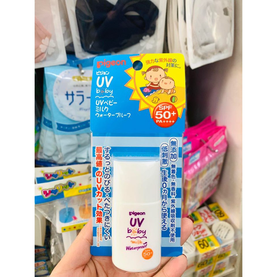 Kem chống nắng chống nước Pigeon SPF50 SPF35 chống tia UV cho bé từ 6 tháng an toàn chính hãng 49023
