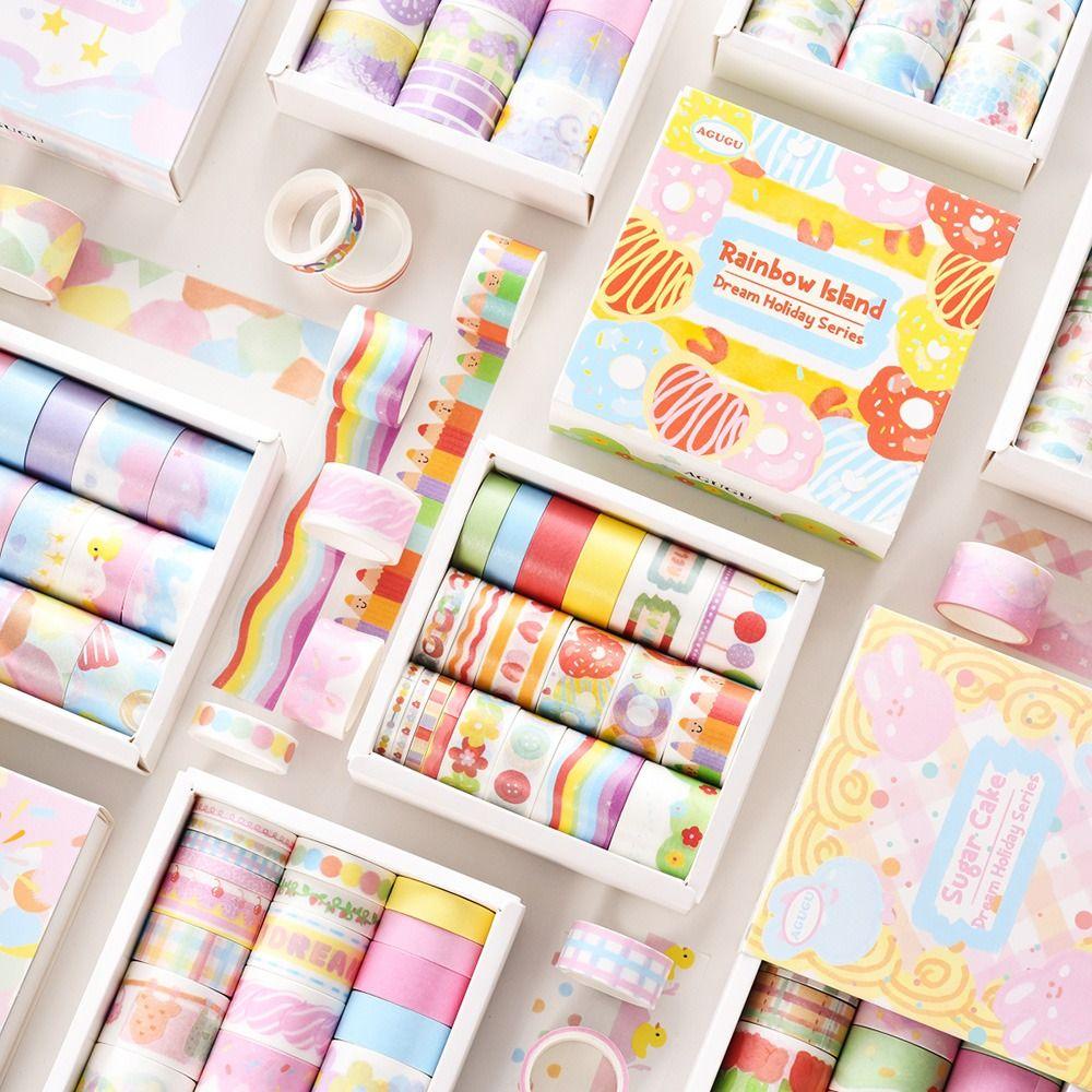 20 Cuộn Băng Dính Washi Cầu Vồng 5 Phong Cách Cổ Điển
