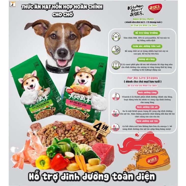 Thức Ăn Hạt Cao Cấp Dành Cho Cún Yêu Bổ Sung Rau Củ