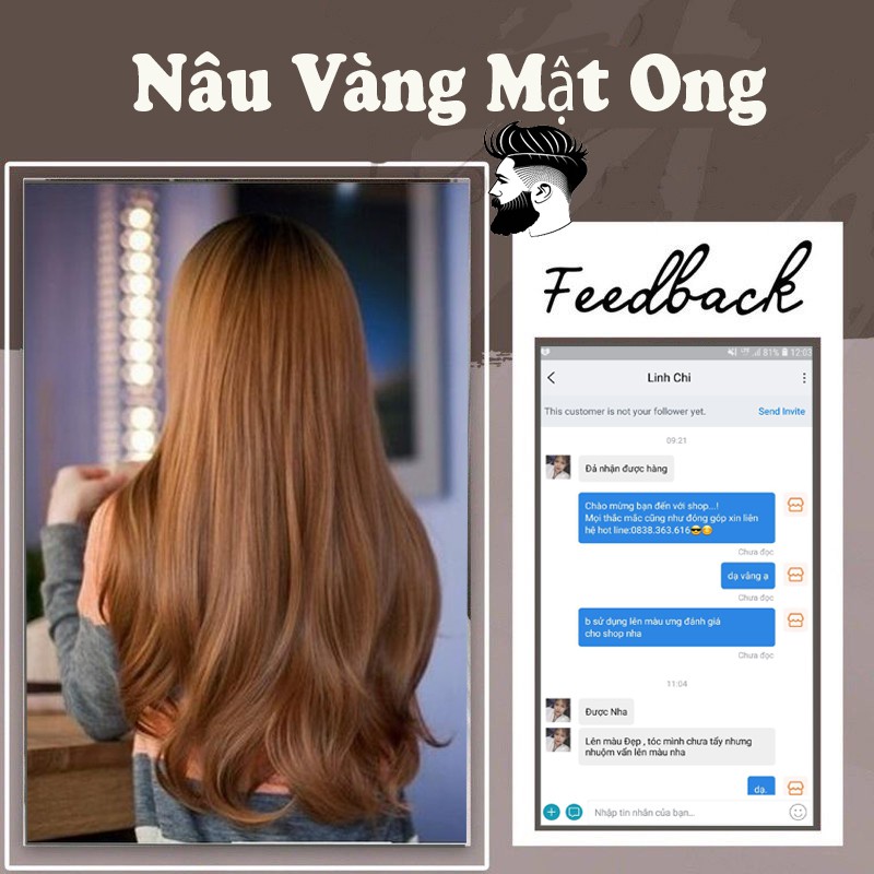 Thuốc nhuộm tóc Nâu vàng mật ong không tẩy lên từ nền đen | BigBuy360 - bigbuy360.vn