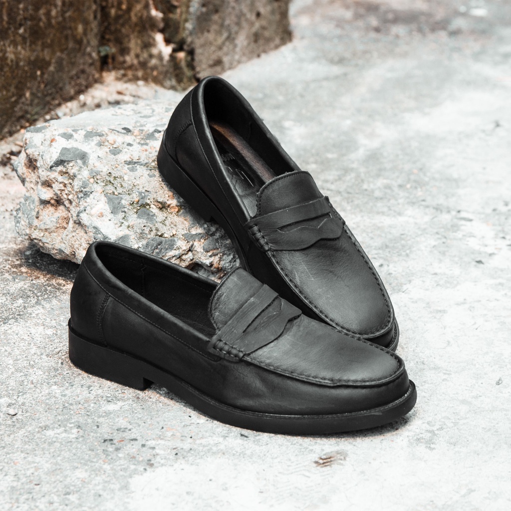 Giày Loafer da sáp đen nhập khẩu, Phom chuẩn Châu Âu