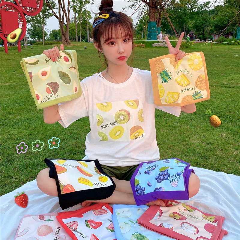 SUXI Áo Thun Ngắn Tay Cổ Tròn In Họa Tiết Trái Cây Xinh Xắn Dành Cho Nữ