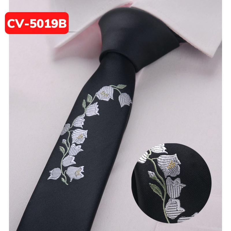 Cravat Nam bản nhỏ 5cm cao cấp phong cách Hàn Quốc, Cà vạt chú rể, Calavat nghệ sĩ, MC, Cavat công sở, dự tiệc CV-5019