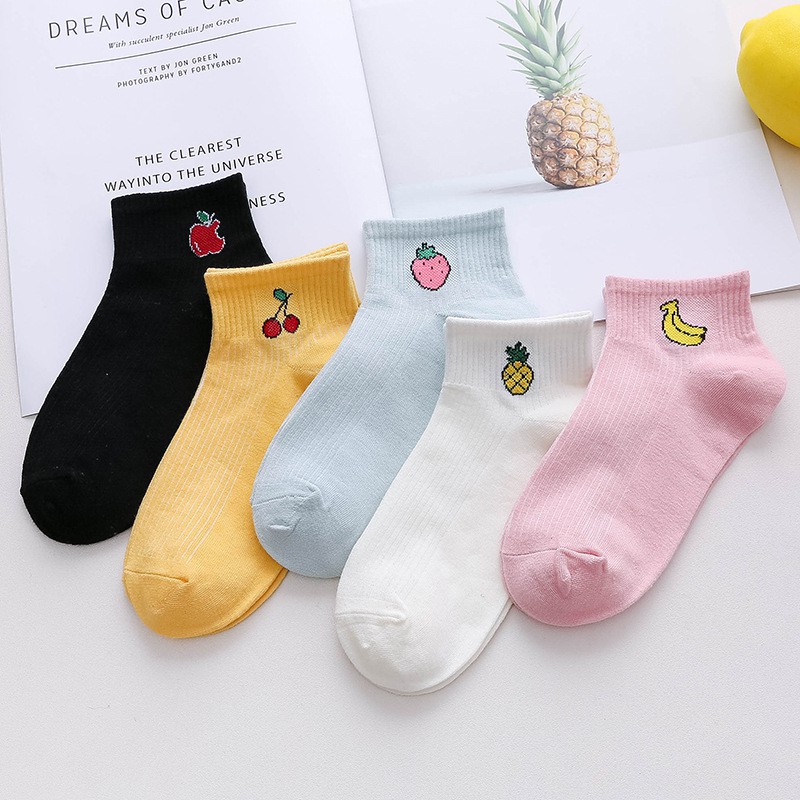 Tất hoa quả ngắn cổ họa tiết hoa quả dễ thương